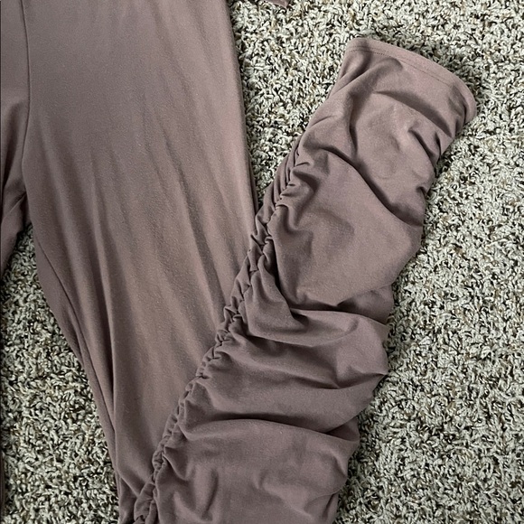 Nude Off-Shoulder Top and Ruched Leggings Set - Picture 3 of 5